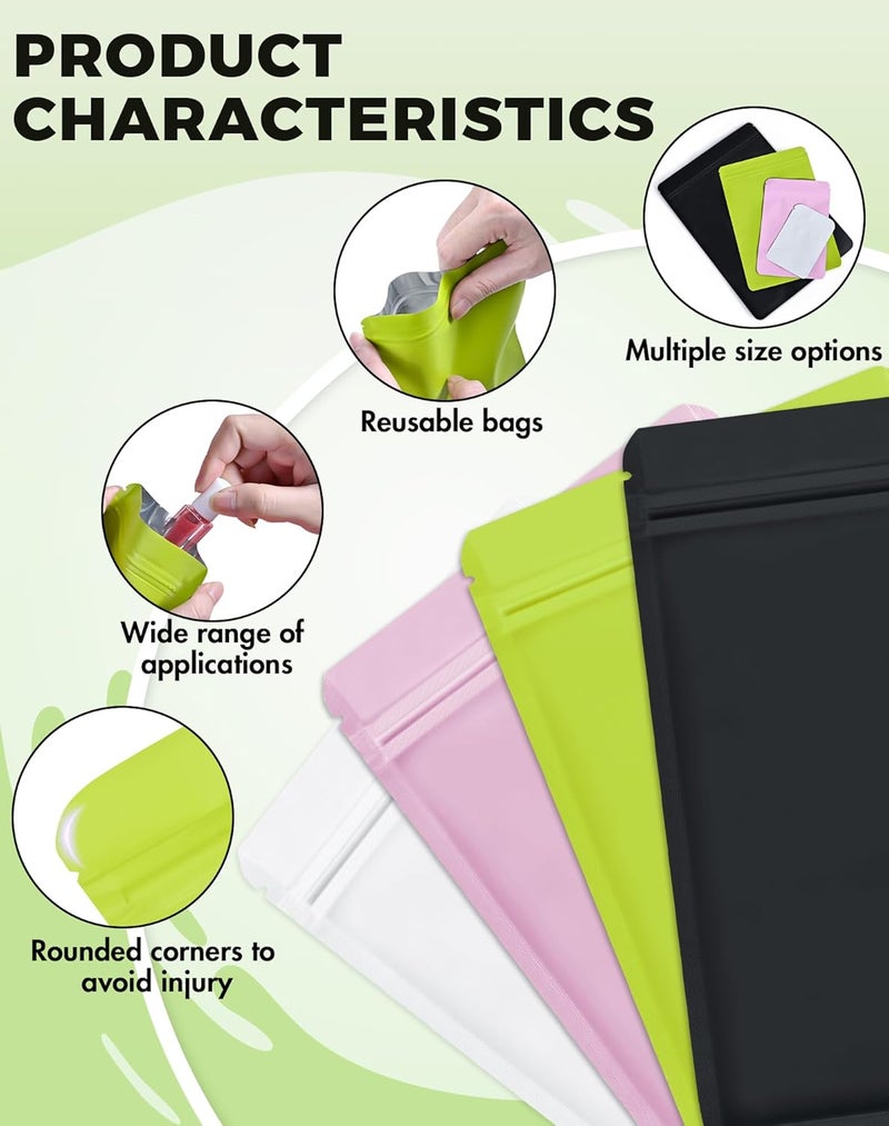 FireKylin 100 Pack Resealable Packaging Bags for Small Business Double-Sided Color Smell Proof Bags for Food Storage Flat Bags (Green, 7.1" x 10.2") - Image 3