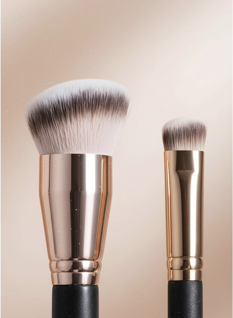 ENERGY Professional Three-Piece Makeup Brush Set Including 170 Foundation Brush and 270/270mini Concealer Brushes with Matte Black Non-Slip Handles and Soft Synthetic Fibers. - Image 3
