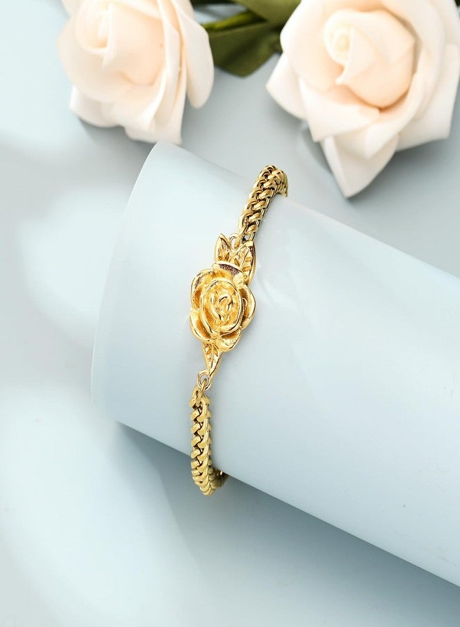 shajwo Cremation Jewelry Rose Flower Urn Bracelet for Human Ashes for Women Girl Adjustable Memorial Keepsake Link Bracelet,Gold - Image 3