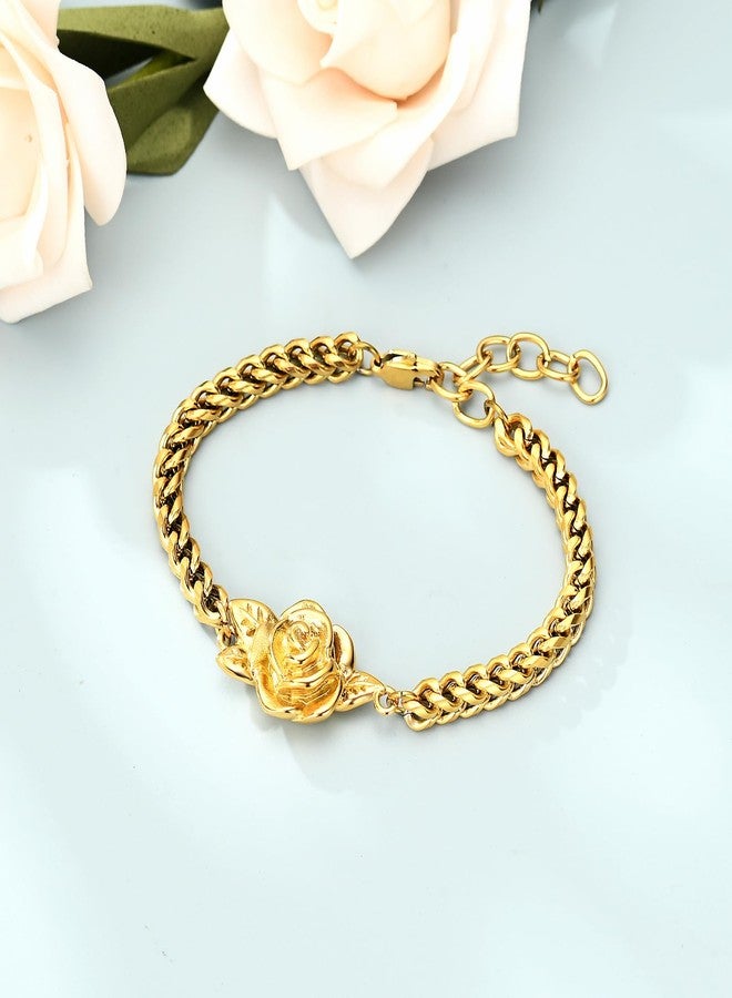 shajwo Cremation Jewelry Rose Flower Urn Bracelet for Human Ashes for Women Girl Adjustable Memorial Keepsake Link Bracelet,Gold - Image 4