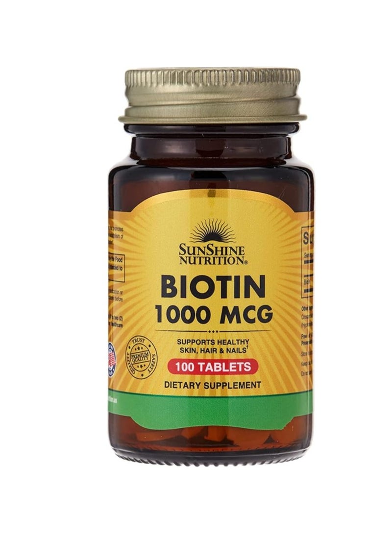 SUNSHINE NUTRITION SUNSHINE NUTRITION Biotin 1000 Mcg 100 Tablets  - Image 1