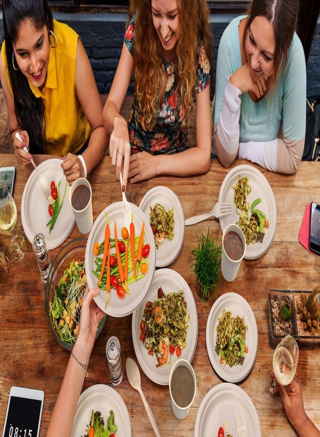 Gezond Compostable Paper Plates Set 500pcs Disposable Plates Heavy-Duty Plate Cutlery Eco-friendly Dinnerware Set for Party Picnic - Image 3