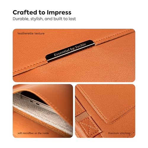 TECHIE 3-in-1 Laptop Sleeve for 13-14 inch Laptops Classic Brown PU Leather Sleeve Convertible Stand Mouse Pad with Accessories Pouch - Image 4