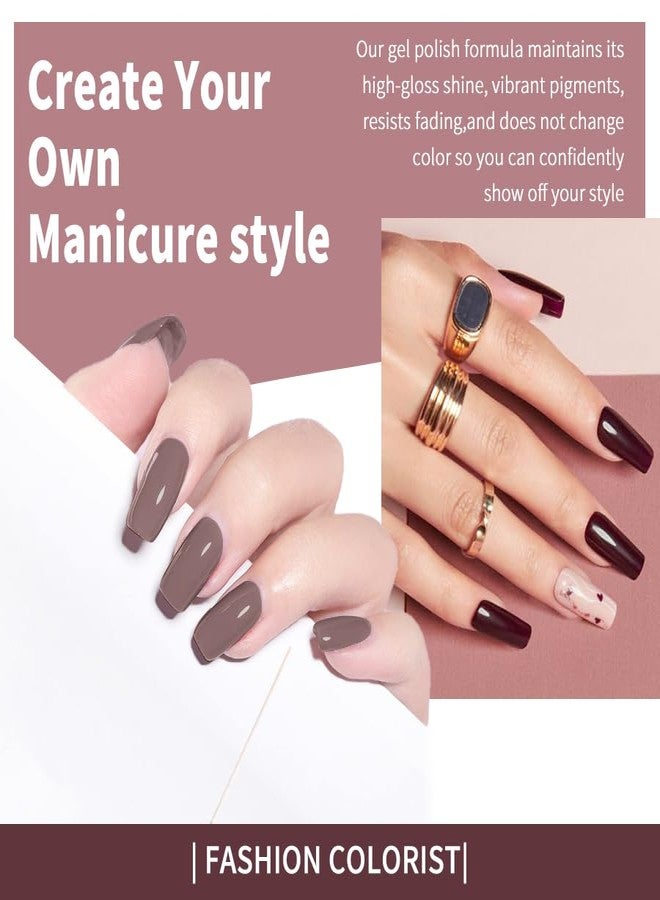 JR 9 Colors 0.5oz Brown Gel Nail Polish Set Bow Bottle Fall Design Nude Gel Polish Kit UV LED Soak Off Polish Home DIY Gift Fall Gel Polish Series - Image 5