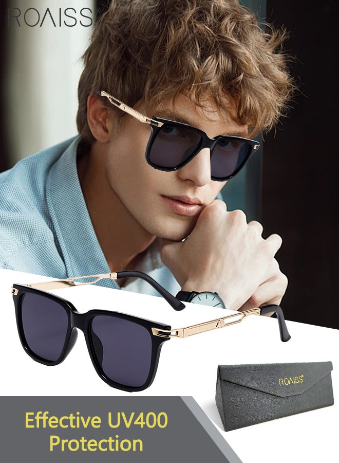 رويس نظارات شمسية مربعة للرجال والنساء، نظارات شمسية للحماية من الأشعة فوق البنفسجية 400، نظارات شمسية عصرية كلاسيكية لحفلات التسوق والسفر مع حافظة للنظارات، 51 مم - Image 1