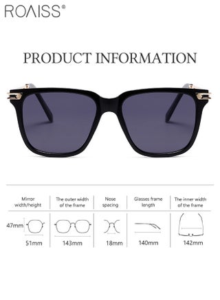 Square Sunglasses for Men Women, UV400 Protection Sun Glasses, Fashion Vintage Sun Shades for Shopping Party Travel with Glasses Case, 51mm - view 3