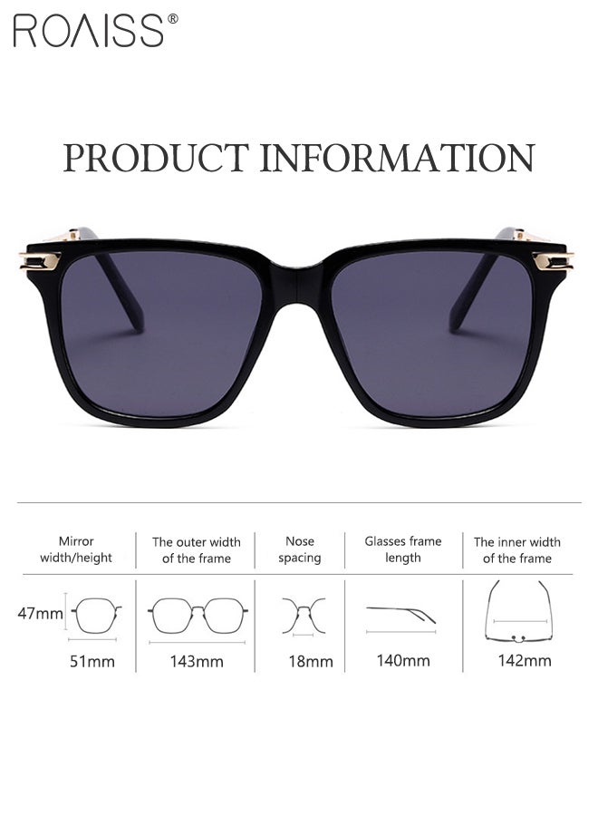 رويس نظارات شمسية مربعة للرجال والنساء، نظارات شمسية للحماية من الأشعة فوق البنفسجية 400، نظارات شمسية عصرية كلاسيكية لحفلات التسوق والسفر مع حافظة للنظارات، 51 مم - Image 3