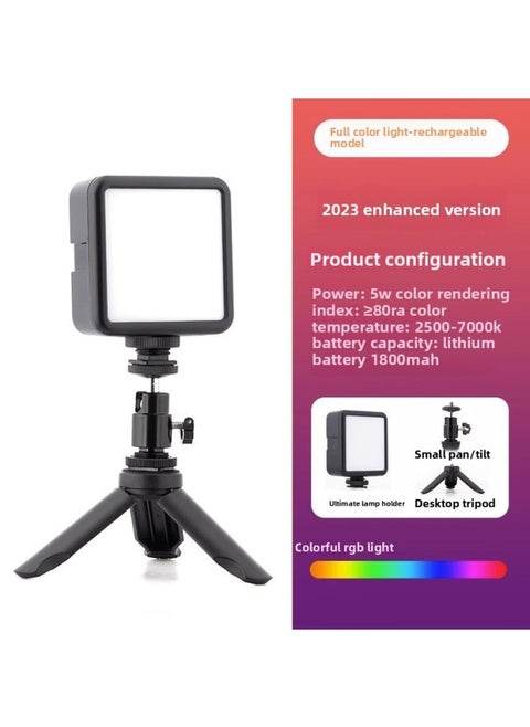 Mini Portable Fill Light RGB Full Color Selfie Phone Camera Pocket Led Small Vlog Handheld Soft Light-Specifications:No.28 [RGB Full Color Enhancement] Small Yuntai