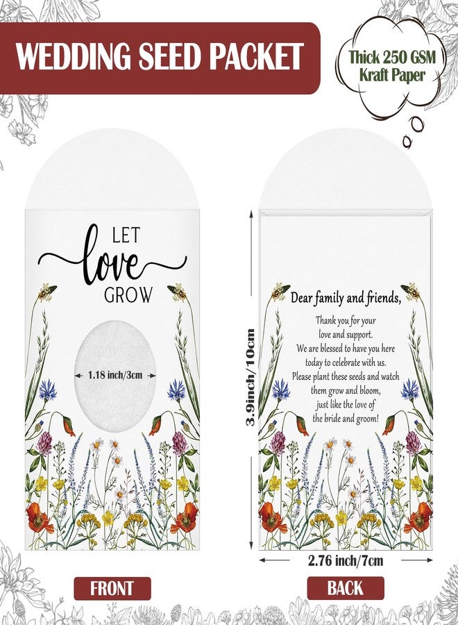 Fumete 150 Pcs Let Love Grow Seed Packets Wedding Favor for Guests Bulk Envelope Kraft Bag with Window Flower Resealable Seed Storage Packets for Wedding Party Favors Bridal Shower (Floral) - Image 4