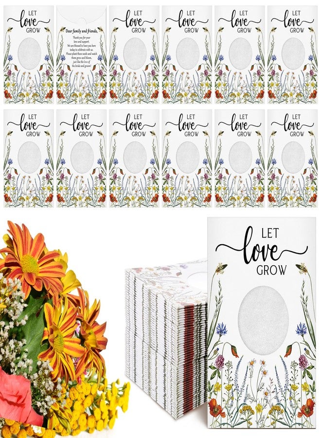 Fumete 150 Pcs Let Love Grow Seed Packets Wedding Favor for Guests Bulk Envelope Kraft Bag with Window Flower Resealable Seed Storage Packets for Wedding Party Favors Bridal Shower (Floral) - Image 1