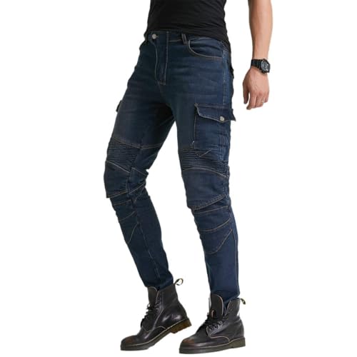 VNFOX Motorcycle Pants, Versatile Motorcycle Jeans, Durable Motorcycle Trousers for Men & Women Riding Pants with Kenn & Hip Armor Pads (Blue, XS=26) - Image 2