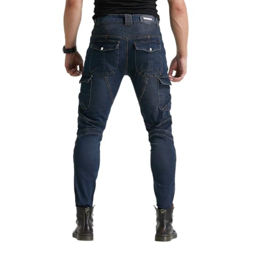 VNFOX Motorcycle Pants, Versatile Motorcycle Jeans, Durable Motorcycle Trousers for Men & Women Riding Pants with Kenn & Hip Armor Pads (Blue, XS=26) - Image 3