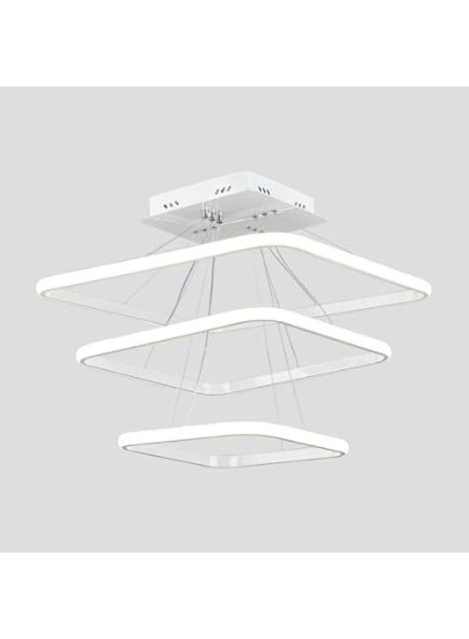 Modern Square LED Chandelier with Remote Control - White - 4222
