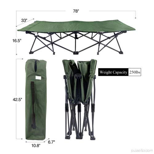 Feeling Mall Foldable Camping Bed Outdoor Portable Bed For Travel, Base Camp, Hiking, Mountaineering, Hospital, Beach, Travel Bed, Farm - Polyester, 32 Cm, 195 Cm - Image 2