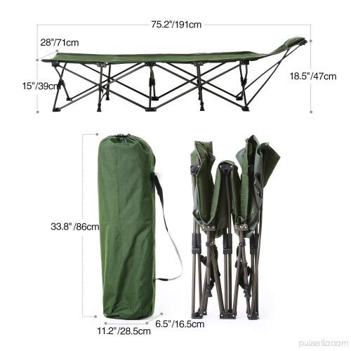 Feeling Mall Foldable Camping Bed Outdoor Portable Bed For Travel, Base Camp, Hiking, Mountaineering, Hospital, Beach, Travel Bed, Farm - Polyester, 32 Cm, 195 Cm - Image 3