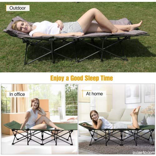 Feeling Mall Foldable Camping Bed Outdoor Portable Bed For Travel, Base Camp, Hiking, Mountaineering, Hospital, Beach, Travel Bed, Farm - Polyester, 32 Cm, 195 Cm - Image 5
