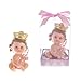 Lunaura Baby Keepsake - Set of 12 Girl Baby Wearing Crown Holding Baby Bottle Favors - Pink - Image 2