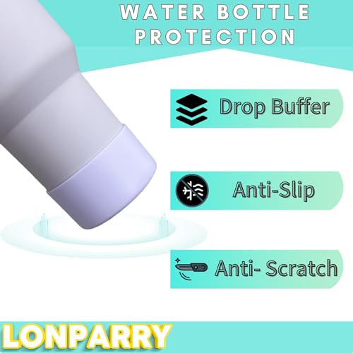 LONPARRY 2-Pack Stanley Cup Silicone Boot for Stanley Tumbler IceFlow 40oz Rubber Bottom Sleeve Protector for Stanley Owala Hydro Flask Tumbler 40oz Car Travel Cup Bottle Bottom (Fog+Clear Purple) - Image 3
