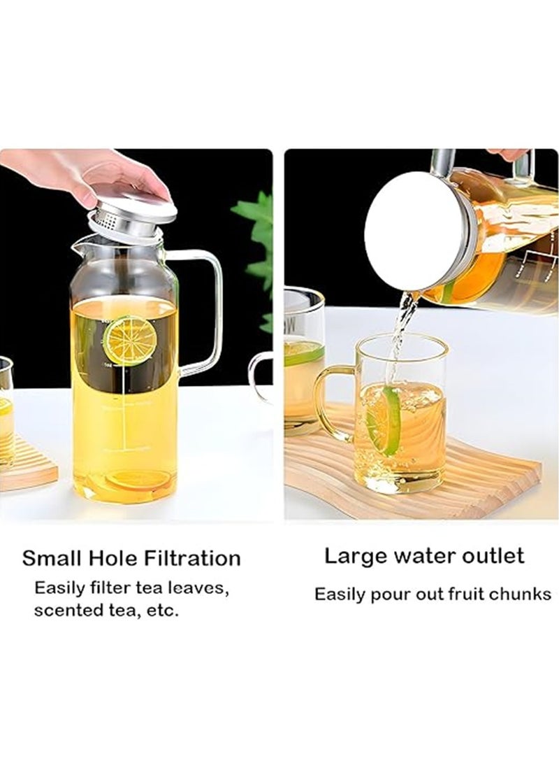 Glass Jug, 1800ML Glass Pitcher Water Carafe with Sealed Lid and Handle, Large Capacity Glass Water Jug for Tea Coffee Juice Hot/Cold Water and Beverages (1 Pack * 1800ML） - Image 5