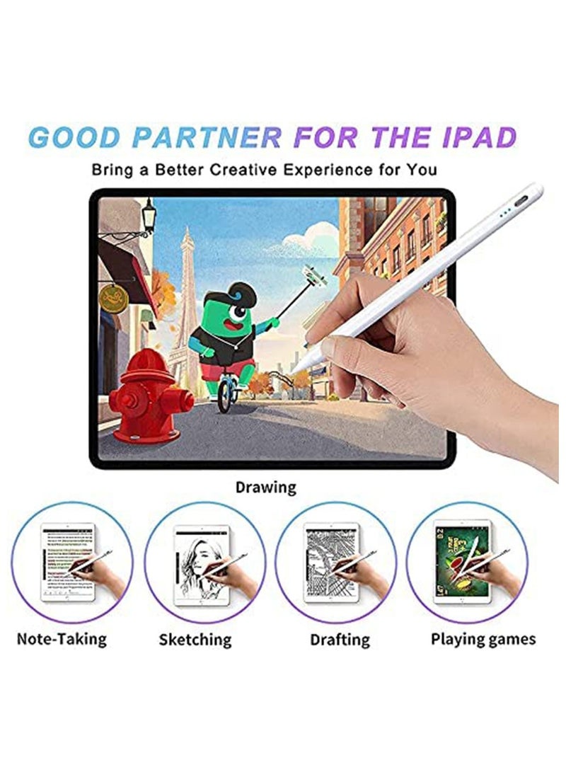 قلم القلم الرقمي النشط ، قلم الايباد مع الشحن السريع ورفض النخيل ، الميل ، المغناطيسي لـ Apple iPad 2018 وما بعد أبيض - Image 5