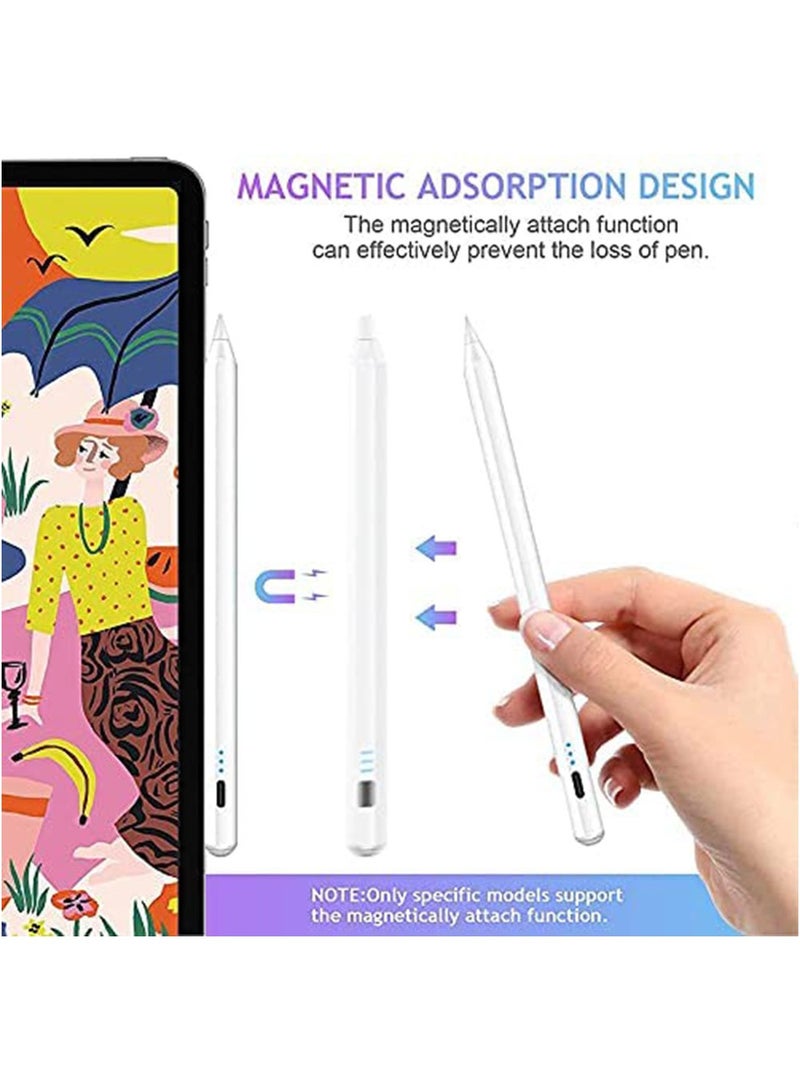قلم القلم الرقمي النشط ، قلم الايباد مع الشحن السريع ورفض النخيل ، الميل ، المغناطيسي لـ Apple iPad 2018 وما بعد أبيض - Image 2