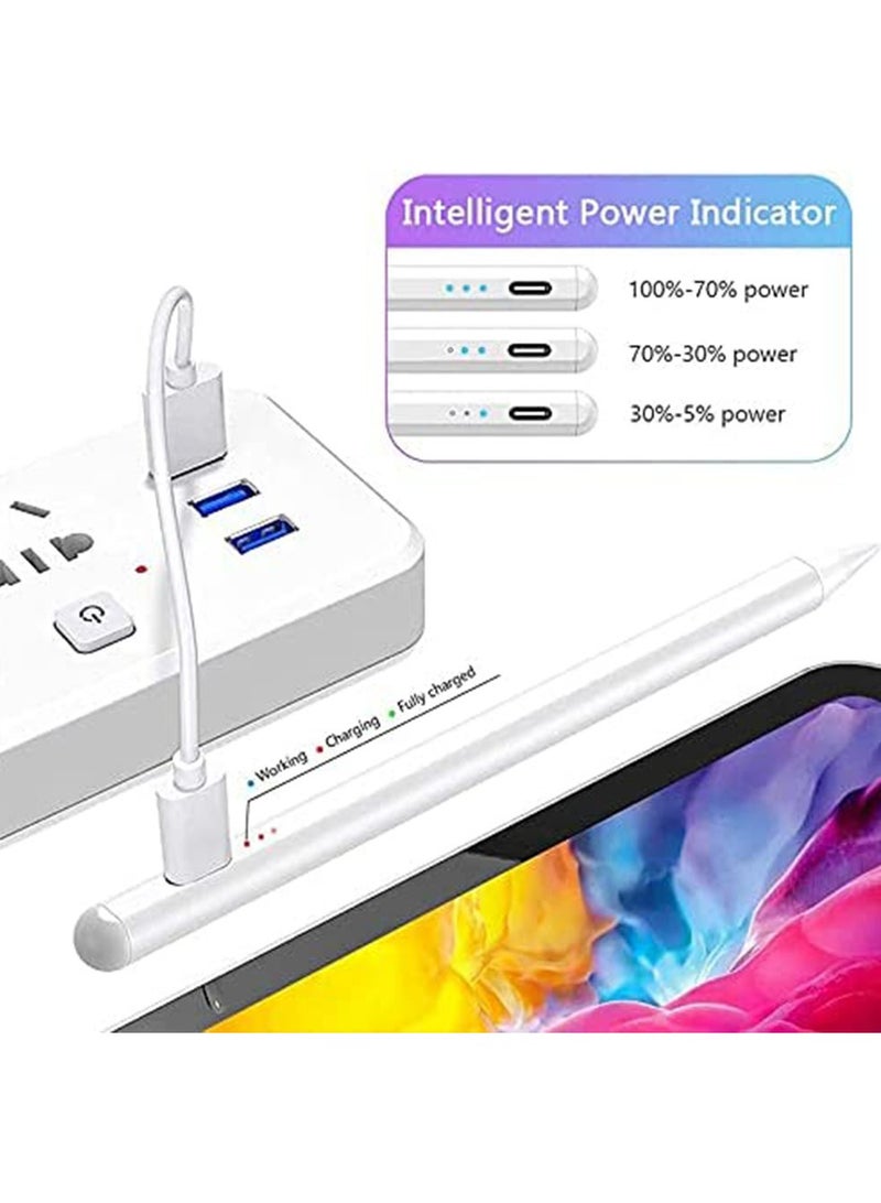 قلم القلم الرقمي النشط ، قلم الايباد مع الشحن السريع ورفض النخيل ، الميل ، المغناطيسي لـ Apple iPad 2018 وما بعد أبيض - Image 4