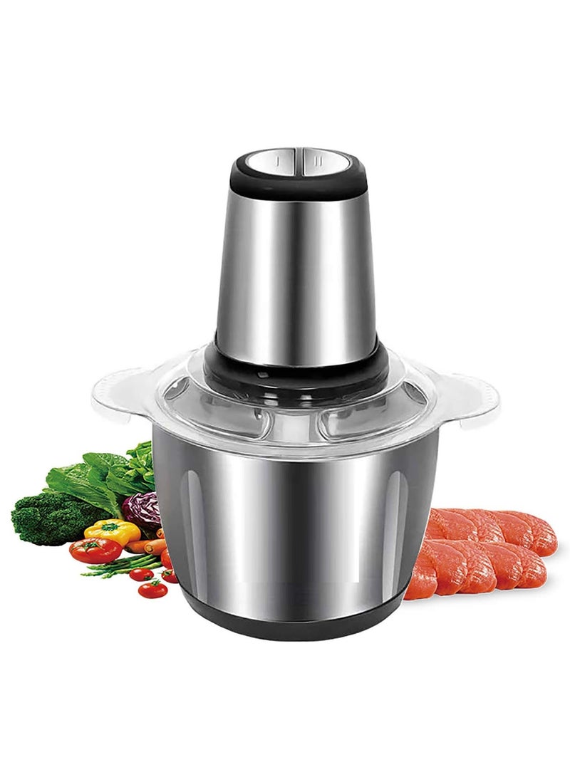 Microplus 2 Speed Stainless Steel 2 Litre Meat Grinder/Chopper/Food Processor/Mincer 300W Silver/Black PS-4666 - Image 1