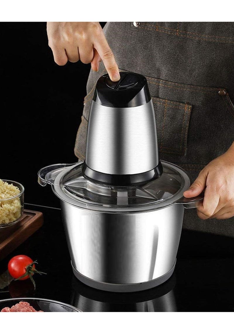 Microplus 2 Speed Stainless Steel 2 Litre Meat Grinder/Chopper/Food Processor/Mincer 300W Silver/Black PS-4666 - Image 2