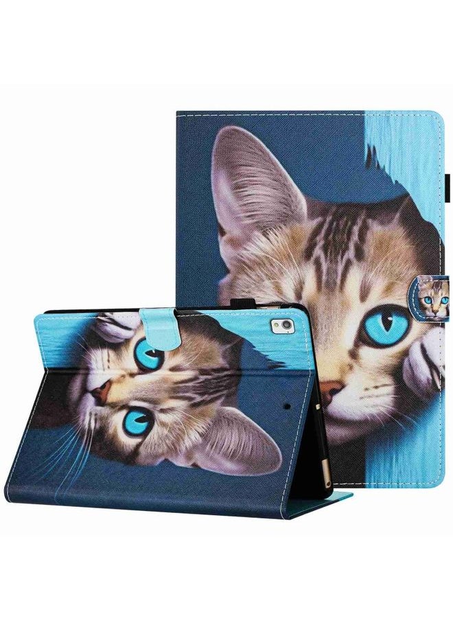 HuHa Case Cover For Samsung Galaxy Tab A7 2020 T500 Painted Pattern Stitching Smart Leather Tablet Case Blue Cat 