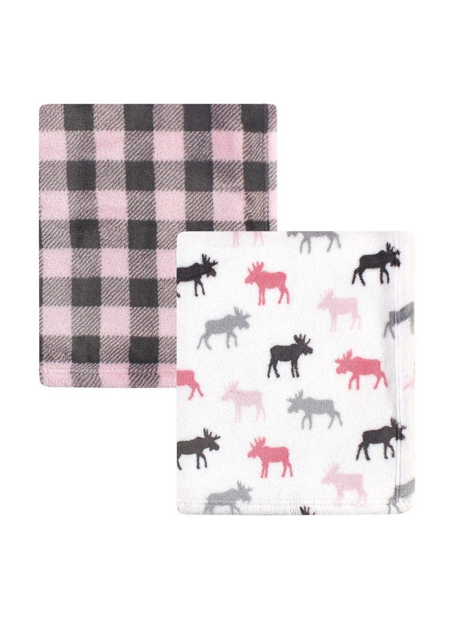 Hudson Baby Unisex Baby Cozy Plush Luxury Blankets 2pk, Pink Moose, One Size - Image 2