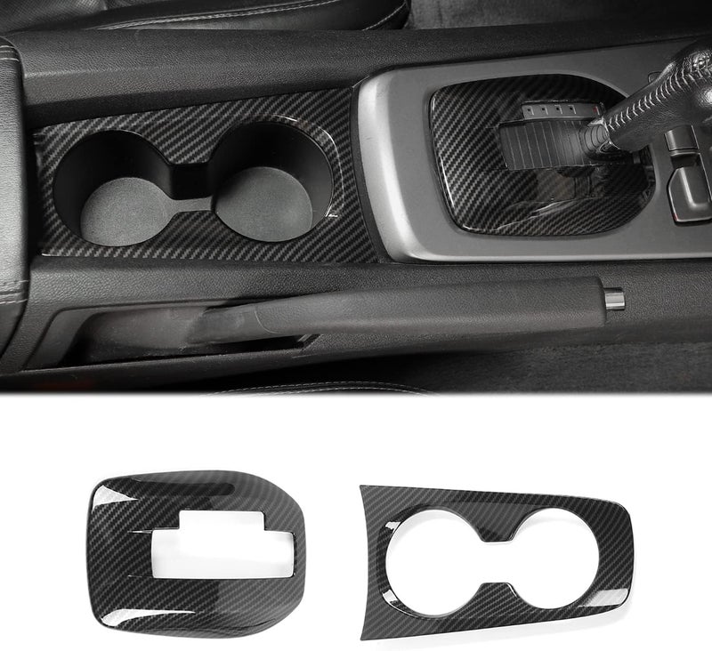 RAZPOY Carbon Fiber Gear Shift Panel Cover and Cup Holder Trim for 2010-2015 Chevrolet Camaro - Image 1