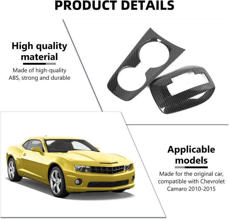 RAZPOY Carbon Fiber Gear Shift Panel Cover and Cup Holder Trim for 2010-2015 Chevrolet Camaro - Image 3