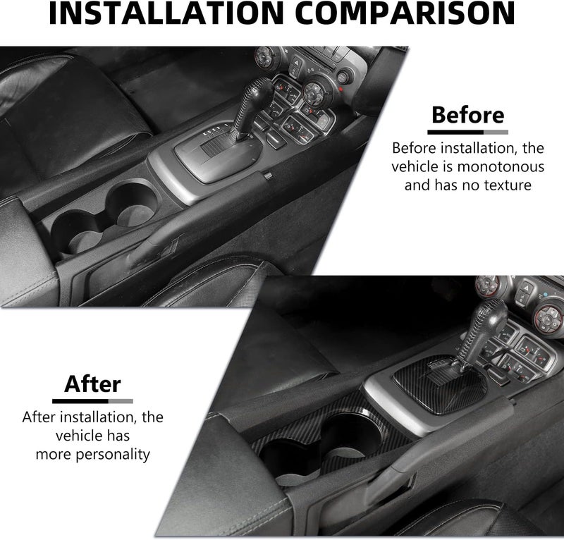 RAZPOY Carbon Fiber Gear Shift Panel Cover and Cup Holder Trim for 2010-2015 Chevrolet Camaro - Image 2