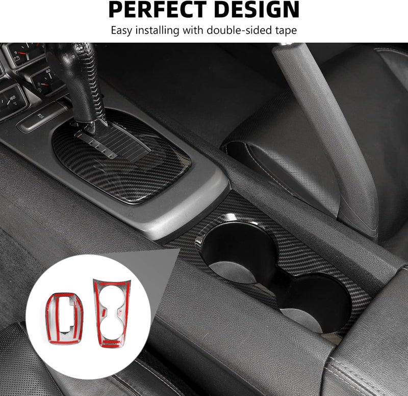 RAZPOY Carbon Fiber Gear Shift Panel Cover and Cup Holder Trim for 2010-2015 Chevrolet Camaro - Image 5