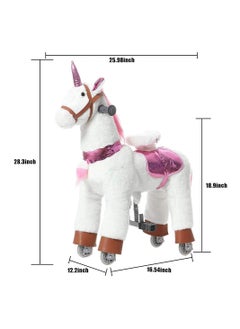 Cool Baby COOLBABY Horse Ride on Toy for Toddlers Ride on Rocking Horse Toy Plush Walking Pony Mechanical Riding Horse Unicorn Small Size for Age 3-6  - Image 5