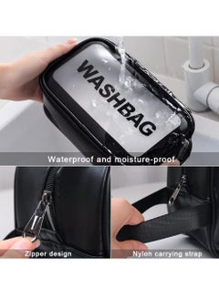 HomarKet Cosmetic Bag,3 Pcs Toiletry Bag Makeup Bag Travel Bag Set for Toiletries, Portable Toiletry Bags for Traveling Women, Translucent Waterproof Make Up Bag for Travel and Bathroom (Black)  - Image 3