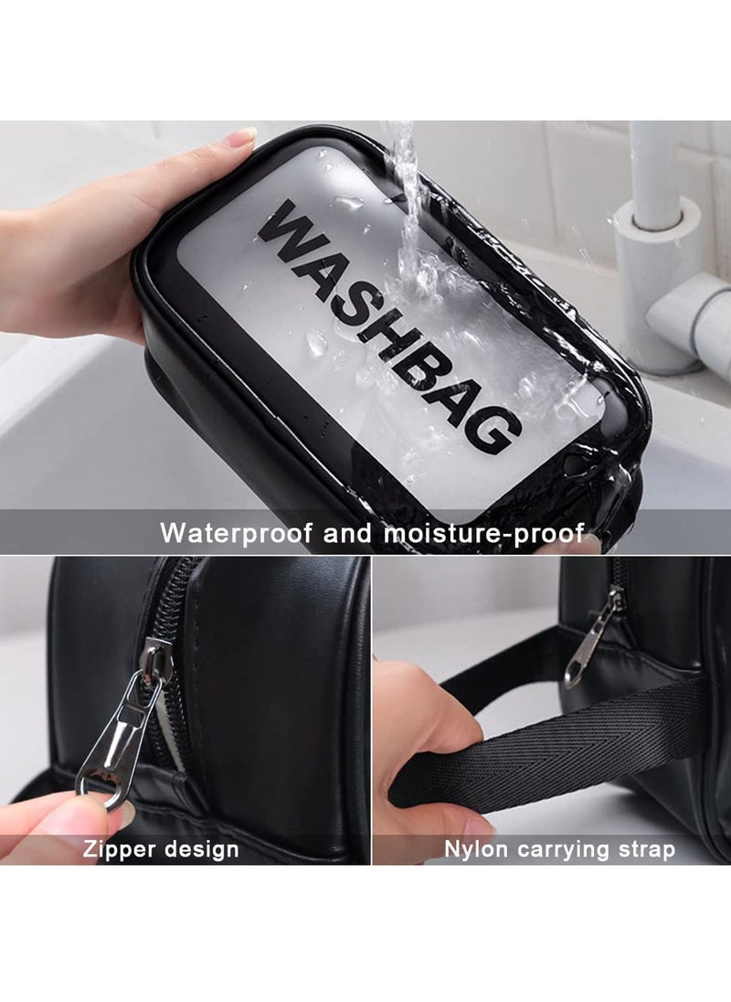 HomarKet Cosmetic Bag,3 Pcs Toiletry Bag Makeup Bag Travel Bag Set for Toiletries, Portable Toiletry Bags for Traveling Women, Translucent Waterproof Make Up Bag for Travel and Bathroom (Black)  - Image 3