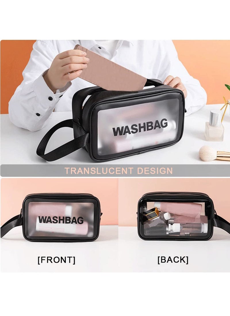 HomarKet Cosmetic Bag,3 Pcs Toiletry Bag Makeup Bag Travel Bag Set for Toiletries, Portable Toiletry Bags for Traveling Women, Translucent Waterproof Make Up Bag for Travel and Bathroom (Black)  - Image 2
