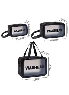 HomarKet Cosmetic Bag,3 Pcs Toiletry Bag Makeup Bag Travel Bag Set for Toiletries, Portable Toiletry Bags for Traveling Women, Translucent Waterproof Make Up Bag for Travel and Bathroom (Black)  - Image 5