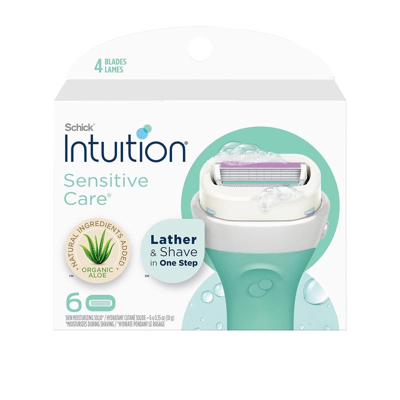 Intuition Schick Intuition Refill, Razors for Women Sensitive Skin | Intuition Razor Blades Refill with Organic Aloe, Razor Refills , 6 Count (Pack of 1) - Image 1