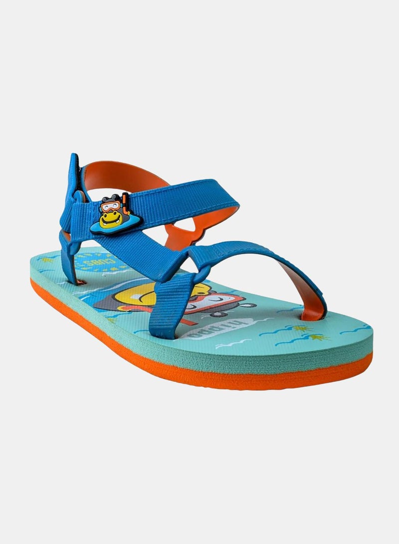 CUBS Boys Rubber Sandal – Blue with Hippo Print - Image 3