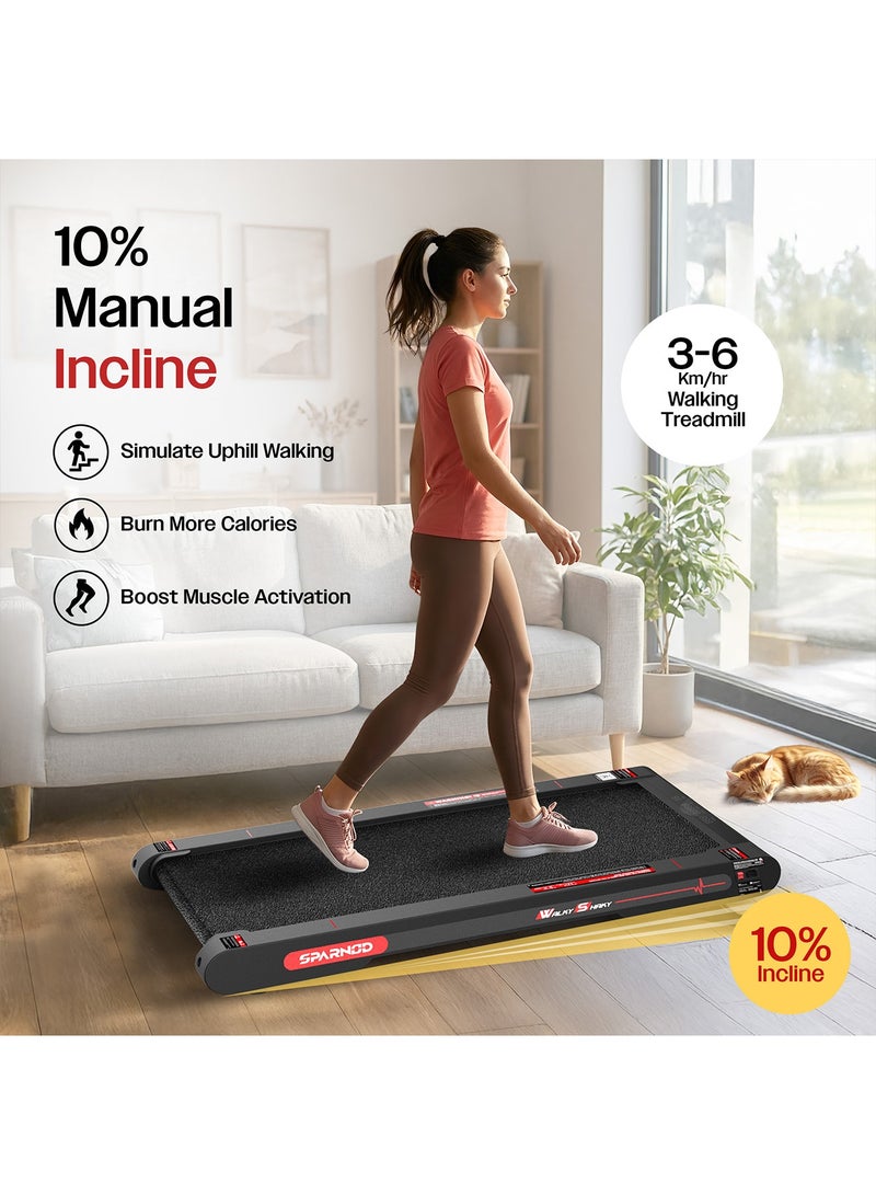 Sparnod Fitness WalkyShaky 2.0 PRO Walking Pad Treadmill For Home Use, 3HP Motor, 3–6 km/h Speed, 10% Manual Incline, LCD Display, Remote Control, 150kg Max User Weight - Image 3