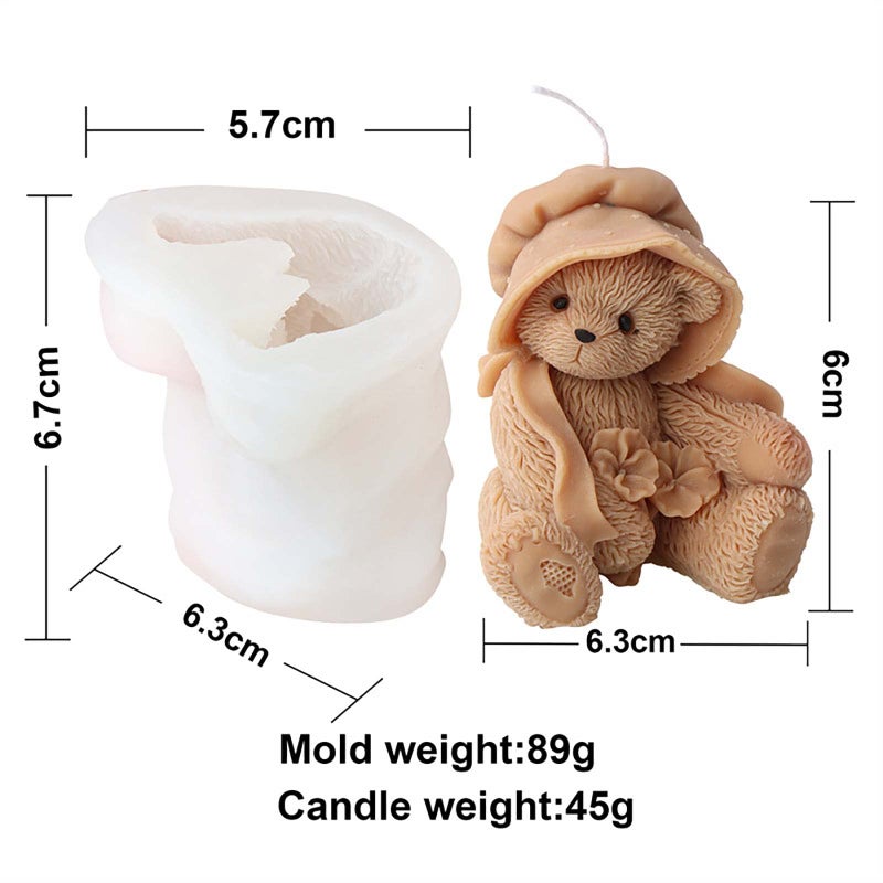 Grainrain 3D Bear Silicone Candle Mold Decorated Pillar Candle Mould Handcrafted Silicone Molds for Candle Wax Resin Gyspum Crafts Making (ZH116) - Image 2