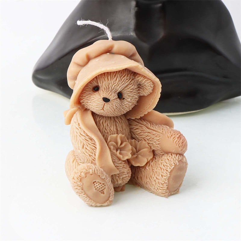 Grainrain 3D Bear Silicone Candle Mold Decorated Pillar Candle Mould Handcrafted Silicone Molds for Candle Wax Resin Gyspum Crafts Making (ZH116) - Image 3