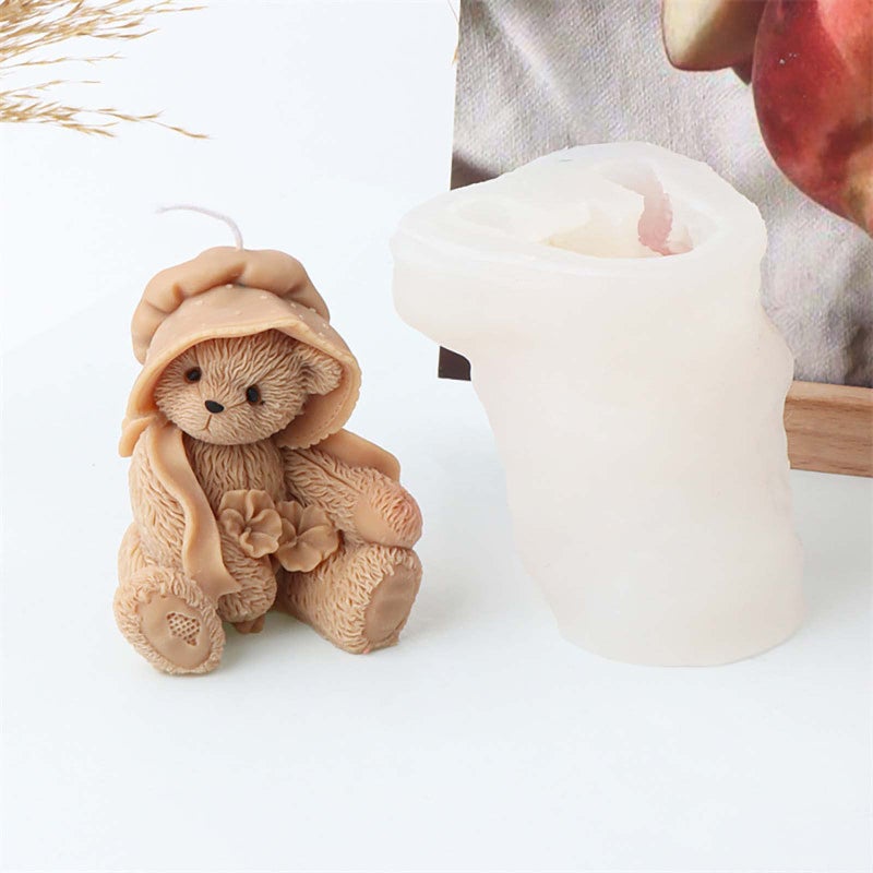 Grainrain 3D Bear Silicone Candle Mold Decorated Pillar Candle Mould Handcrafted Silicone Molds for Candle Wax Resin Gyspum Crafts Making (ZH116) - Image 4