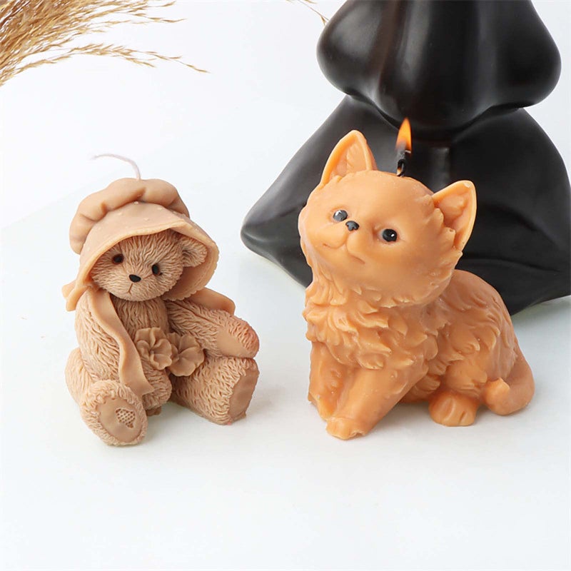 Grainrain 3D Bear Silicone Candle Mold Decorated Pillar Candle Mould Handcrafted Silicone Molds for Candle Wax Resin Gyspum Crafts Making (ZH116) - Image 5