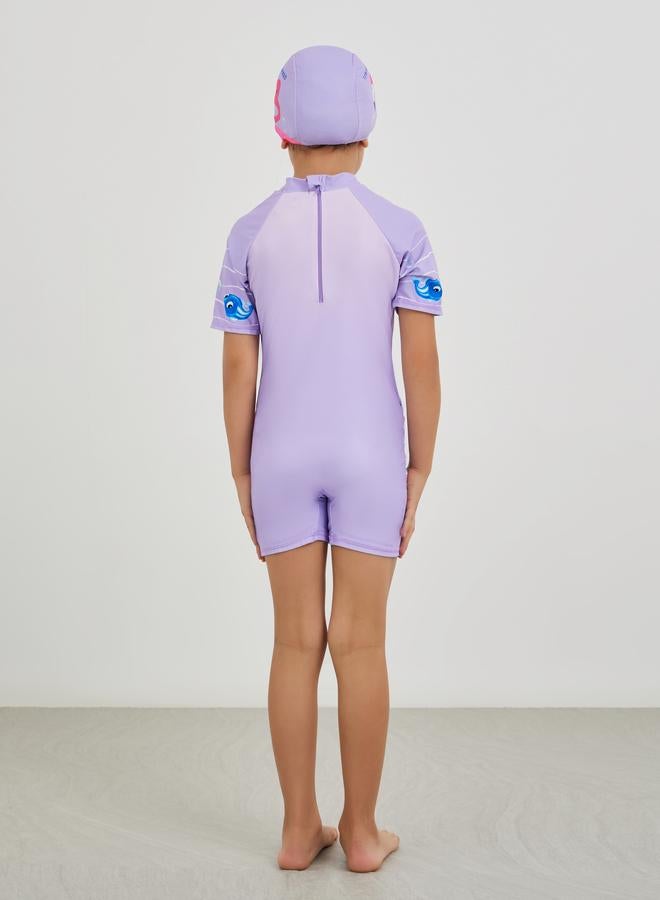Styli Styli Graphic Print Swimsuit with Cap  - Image 4