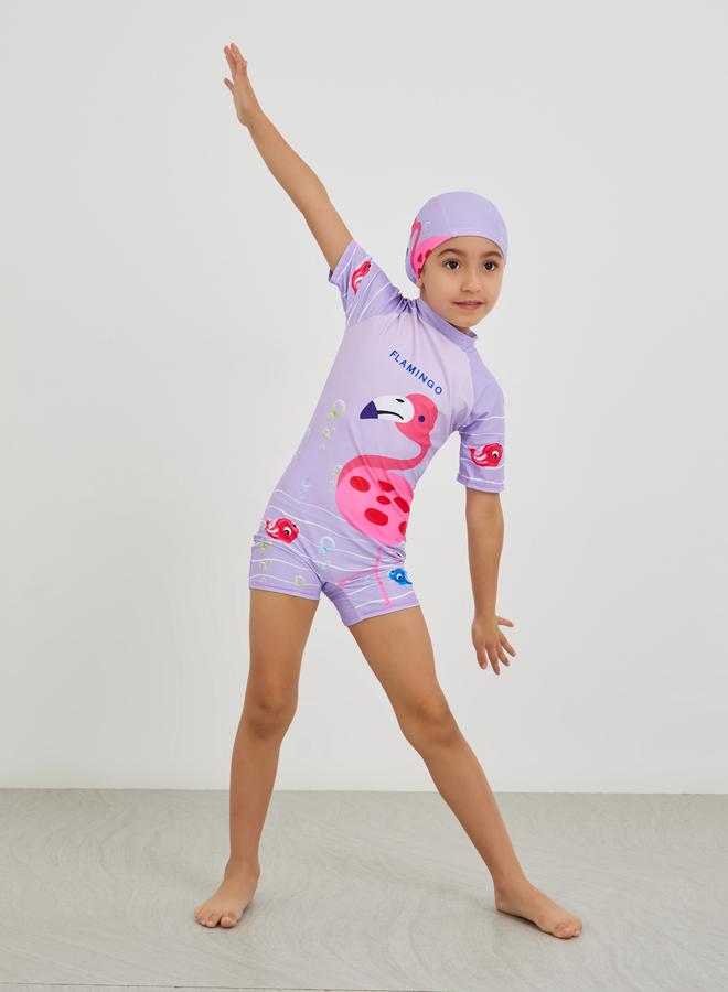 Styli Styli Graphic Print Swimsuit with Cap  - Image 2