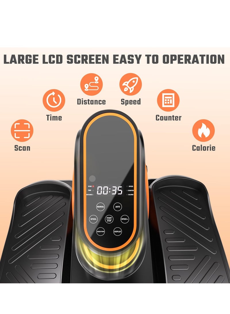 XiuWoo Under Desk Elliptical Machine, Ellipse Leg Exerciser for Seniors, Quiet & Portable Electric Seated Pedal Exerciser with Remote Control & 12 Adjustable Speeds, black Orange - Image 2