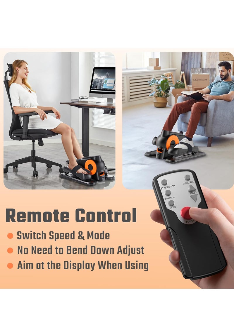 XiuWoo Under Desk Elliptical Machine, Ellipse Leg Exerciser for Seniors, Quiet & Portable Electric Seated Pedal Exerciser with Remote Control & 12 Adjustable Speeds, black Orange - Image 5